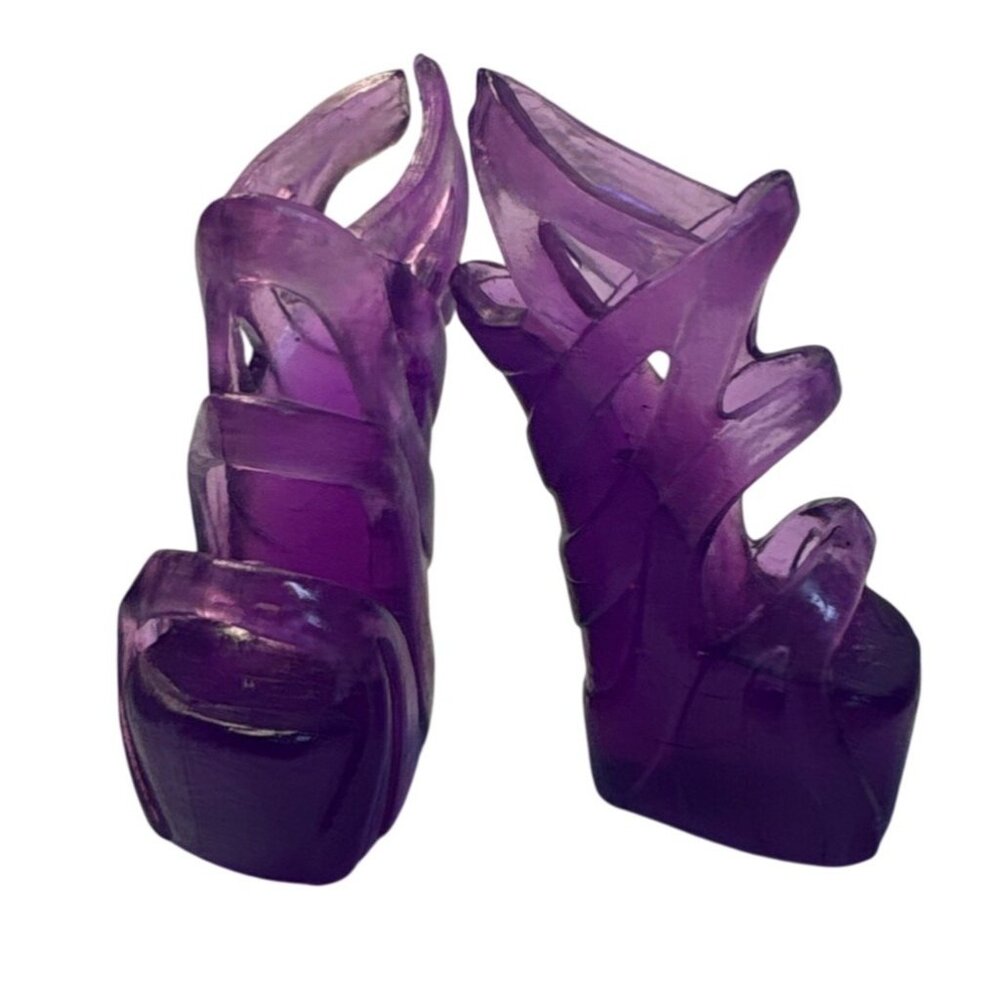 Monster High Shoes Purple Wedge Sandals Clawdeen Wolf Skull Shores Doll